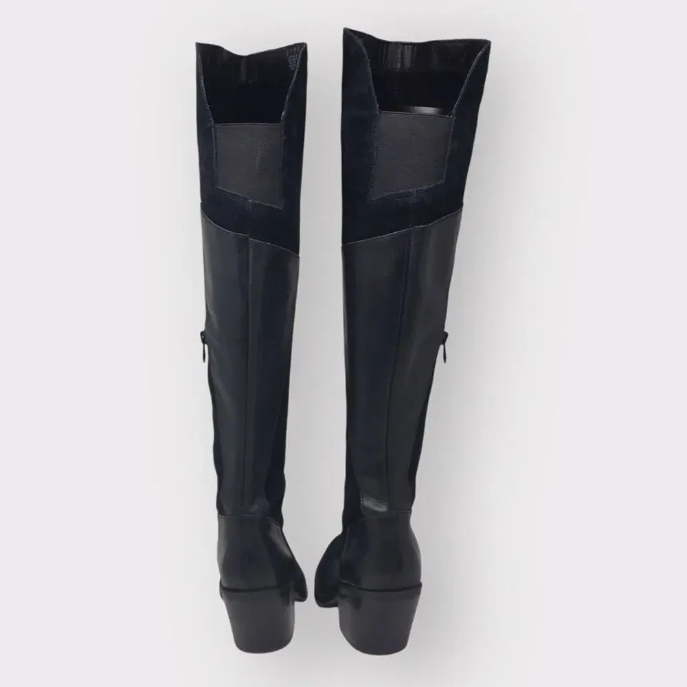 Naya Black Suede & Leather Boots Over the Knee Boots 7M